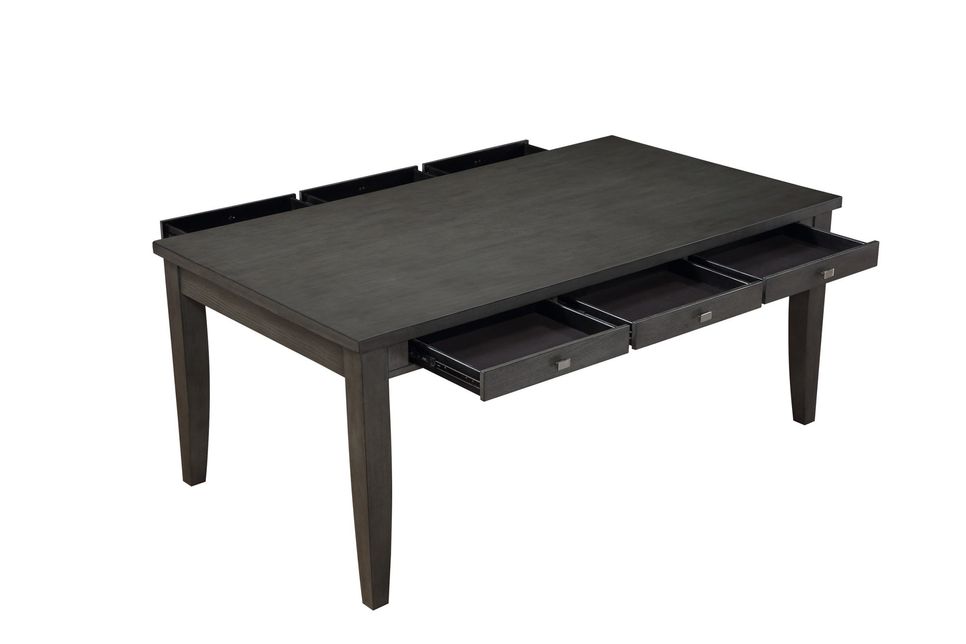 Gray Finish 5Pc Dining Set Table With 6X Drawers And 4X Side Chairs Upholstered Seat Transitional Dining Room Furniture Wood Wood Gray Seats 4 Wood Dining Room Transitional Rectangular Dining Table With Chair Wood