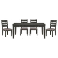Gray Finish 5Pc Dining Set Table With 6X Drawers And 4X Side Chairs Upholstered Seat Transitional Dining Room Furniture Wood Wood Gray Seats 4 Wood Dining Room Transitional Rectangular Dining Table With Chair Wood