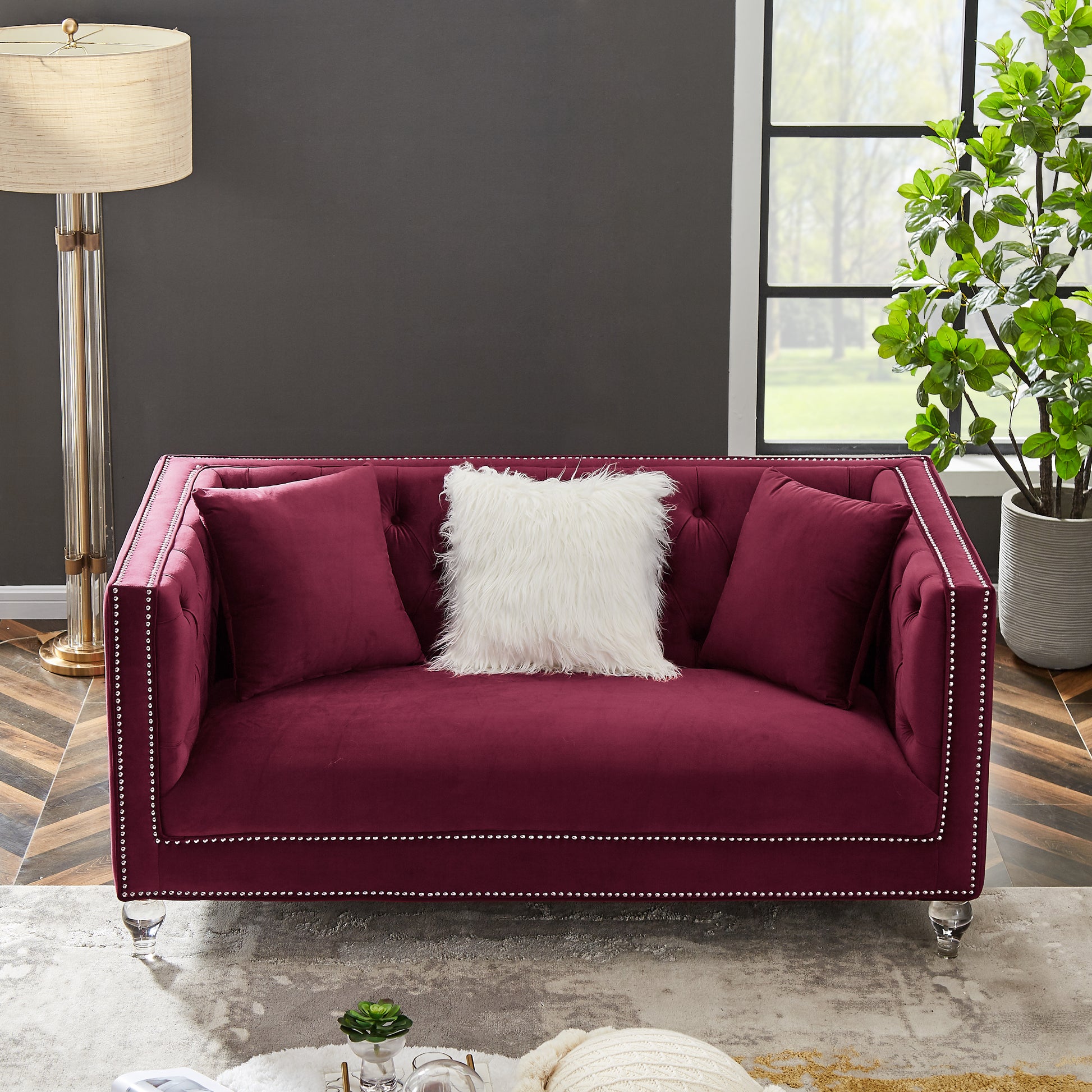 Two Seater Red Velvet Sofa Red Velvet