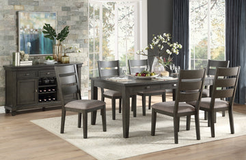 Gray Finish 7Pc Dining Set Table With 6X Drawers And 6X Side Chairs Upholstered Seat Transitional Dining Room Furniture Wood Wood Gray Seats 6 Wood Dining Room Transitional Rectangular Dining Table With Chair Wood