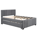 Full Upholstered Platform Bed With Trundle,Grey Old Sku:Sm001006Aae Grey Upholstered