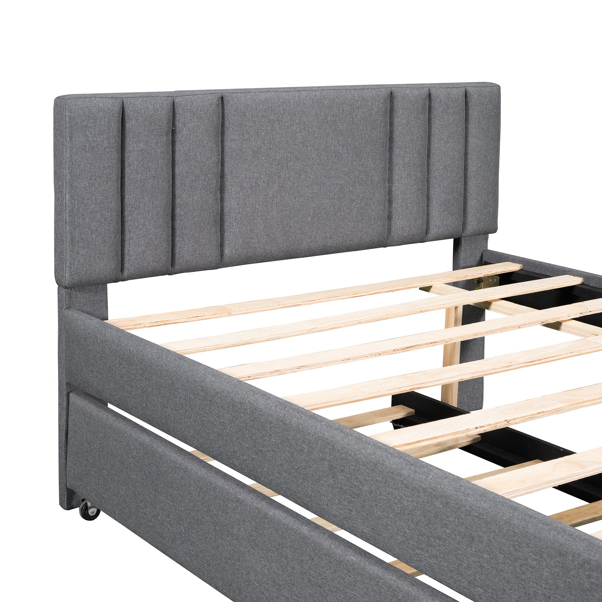 Full Upholstered Platform Bed With Trundle,Grey Old Sku:Sm001006Aae Grey Upholstered