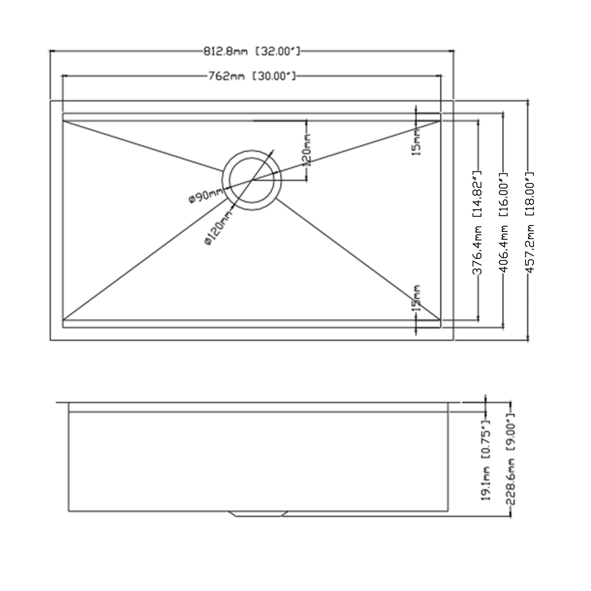 32 X 18 Inch Undermount Workstation Sink, Stainless Steel Single Bowl Kitchen Sink 18 Gauge Brushed Chrome Stainless Steel