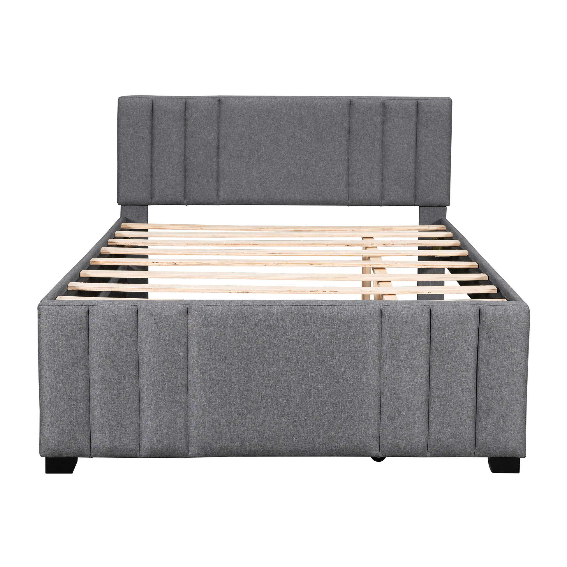 Full Upholstered Platform Bed With Trundle,Grey Old Sku:Sm001006Aae Grey Upholstered