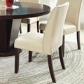 Classic Contemporary Ivory Fabric Set Of 2 Chairs Only Kitchen Dining Room Furniture Espresso Solid Wood Frame Cushion Seat Chairs Ivory Dining Room Classic,Contemporary,Modern Side Chair Rubberwood Solid Wood