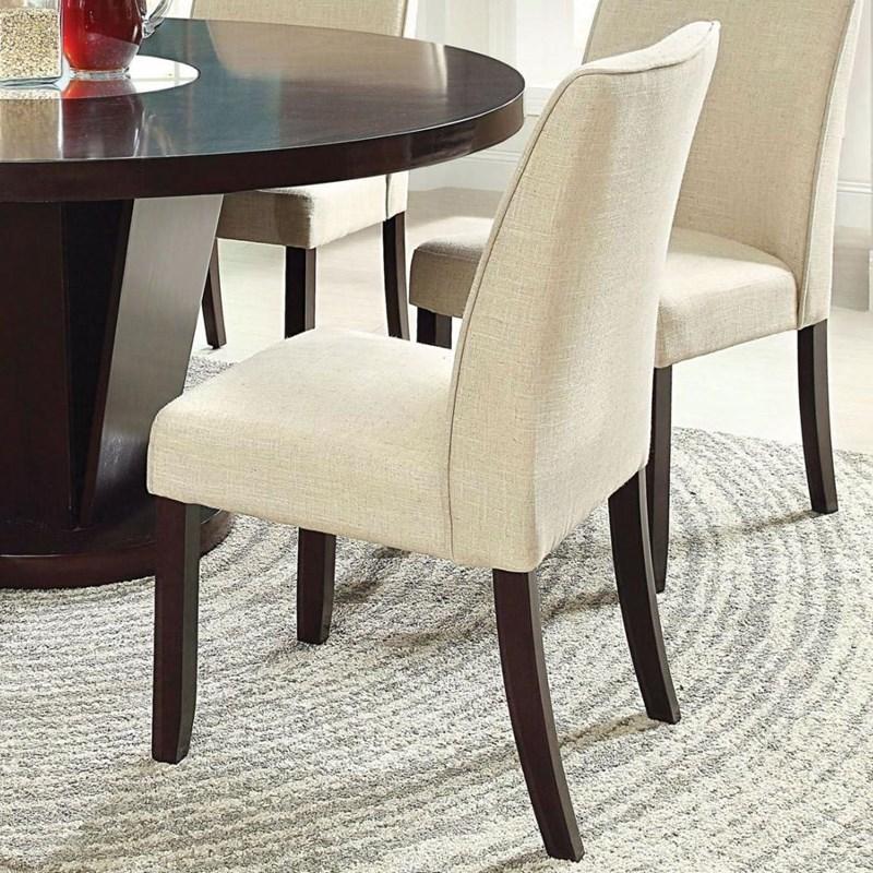 Classic Contemporary Ivory Fabric Set Of 2 Chairs Only Kitchen Dining Room Furniture Espresso Solid Wood Frame Cushion Seat Chairs Ivory Dining Room Classic,Contemporary,Modern Side Chair Rubberwood Solid Wood
