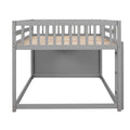 Full Over Full Bunk Bed With 4 Drawers And 3 Shelves Gray Gray Solid Wood