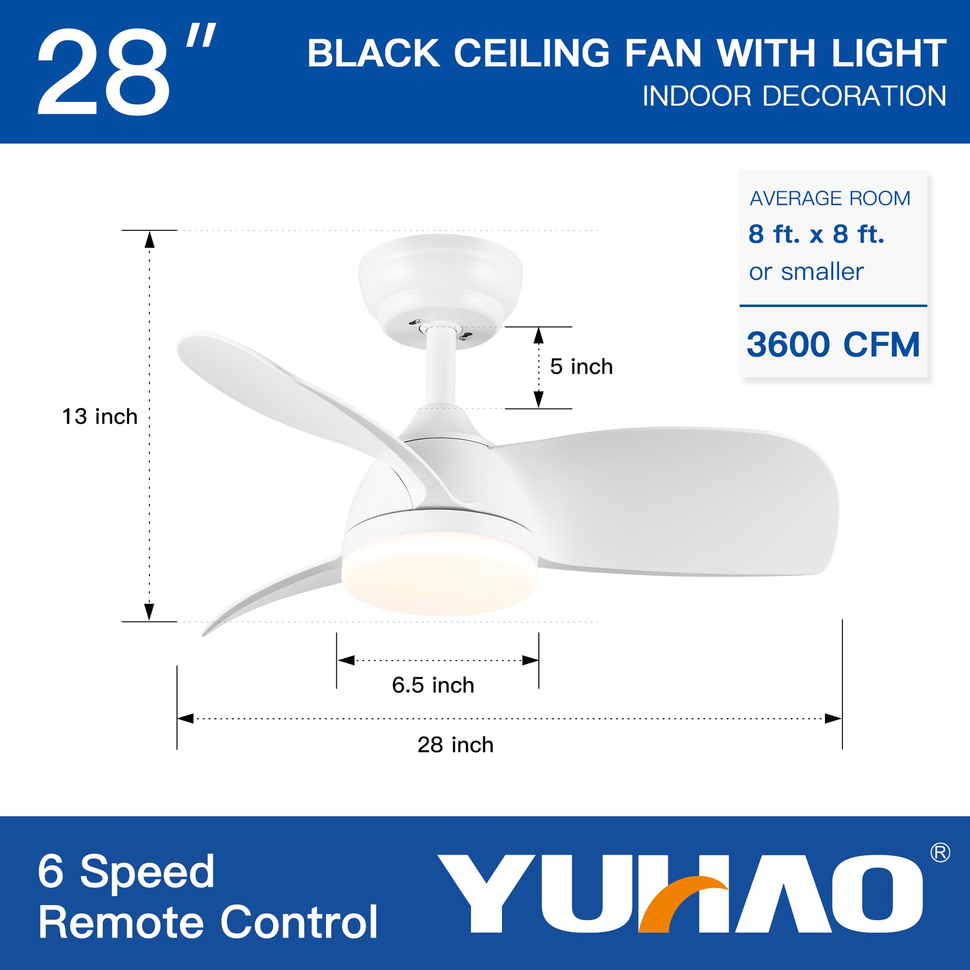 28 In Intergrated Led Ceiling Fan Lighting With White Abs Blade White Abs