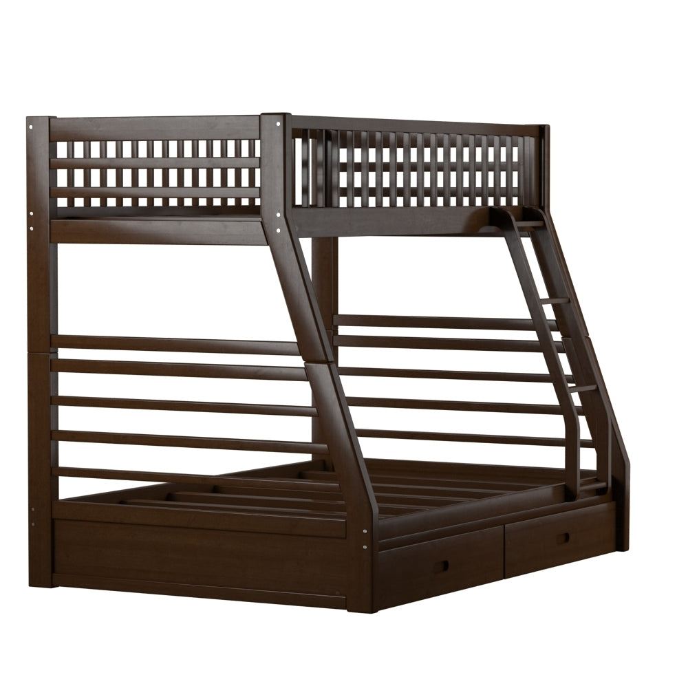 Jason Twin Full Bunk Bed, Espresso 02020W Espresso Solid Wood