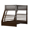 Jason Twin Full Bunk Bed, Espresso 02020W Espresso Solid Wood