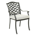 Aluminum Dining Arm Chair With Cushion, Set Of 2Cast Silver Brown Ivory Polyester Aluminum