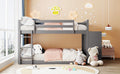 Full Over Full Bunk Bed With 4 Drawers And 3 Shelves Gray Gray Solid Wood