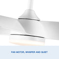 28 In Intergrated Led Ceiling Fan Lighting With White Abs Blade White Abs