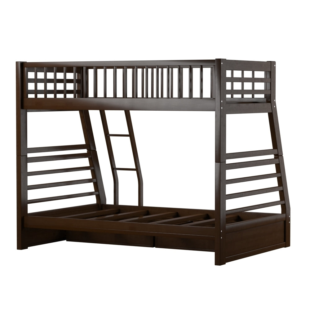 Jason Twin Full Bunk Bed, Espresso 02020W Espresso Solid Wood