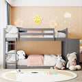 Full Over Full Bunk Bed With 4 Drawers And 3 Shelves Gray Gray Solid Wood