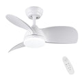 28 In Intergrated Led Ceiling Fan Lighting With White Abs Blade White Abs