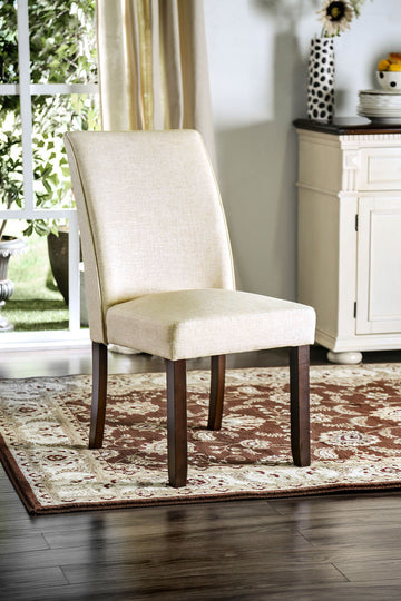 Classic Contemporary Ivory Fabric Set Of 2 Chairs Only Kitchen Dining Room Furniture Espresso Solid Wood Frame Cushion Seat Chairs Ivory Dining Room Classic,Contemporary,Modern Side Chair Rubberwood Solid Wood