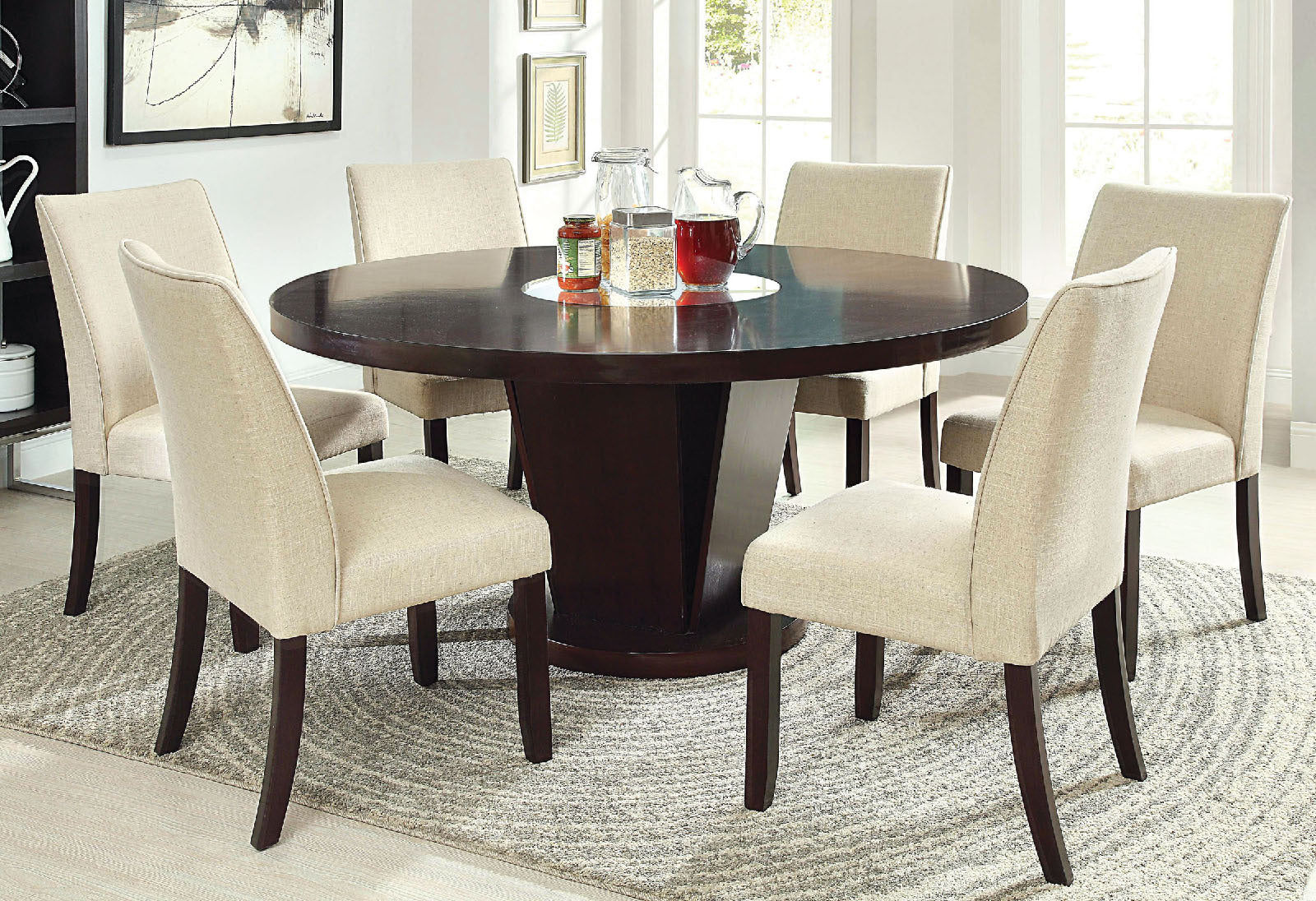Classic Contemporary Ivory Fabric Set Of 2 Chairs Only Kitchen Dining Room Furniture Espresso Solid Wood Frame Cushion Seat Chairs Ivory Dining Room Classic,Contemporary,Modern Side Chair Rubberwood Solid Wood
