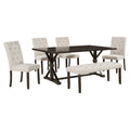 6 Piece Farmhouse Dining Table Set 72