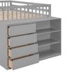 Full Over Full Bunk Bed With 4 Drawers And 3 Shelves Gray Gray Solid Wood