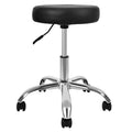 Yssoa Round Stool Chair With Wheels Height Adjustable, Black Black Metal