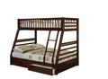 Jason Twin Full Bunk Bed, Espresso 02020W Espresso Solid Wood