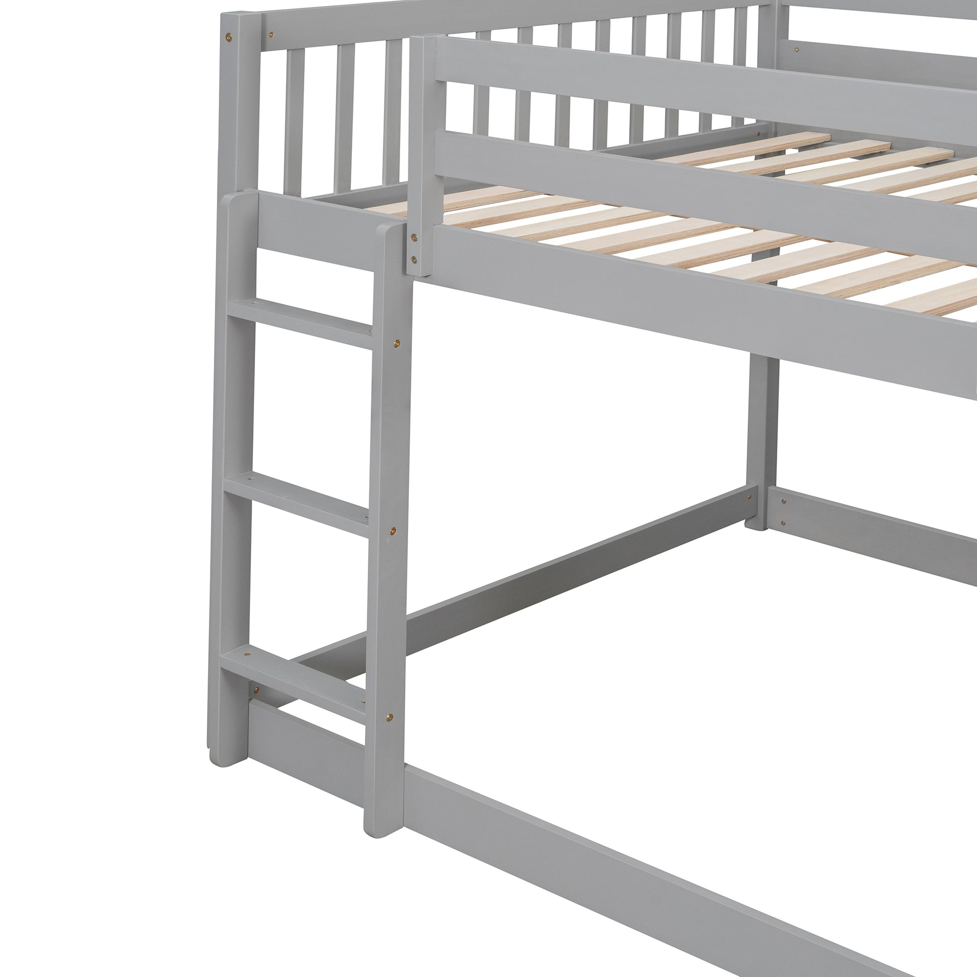 Full Over Full Bunk Bed With 4 Drawers And 3 Shelves Gray Gray Solid Wood