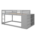 Full Over Full Bunk Bed With 4 Drawers And 3 Shelves Gray Gray Solid Wood