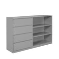 Full Over Full Bunk Bed With 4 Drawers And 3 Shelves Gray Gray Solid Wood