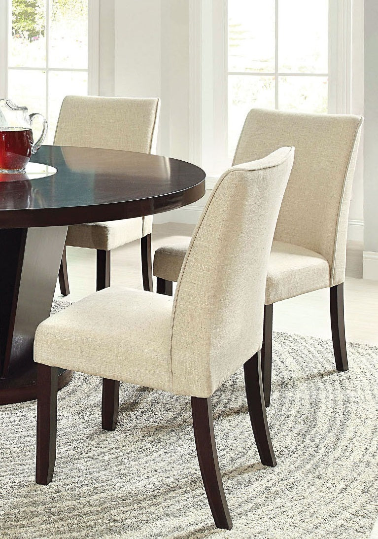 Classic Contemporary Ivory Fabric Set Of 2 Chairs Only Kitchen Dining Room Furniture Espresso Solid Wood Frame Cushion Seat Chairs Ivory Dining Room Classic,Contemporary,Modern Side Chair Rubberwood Solid Wood