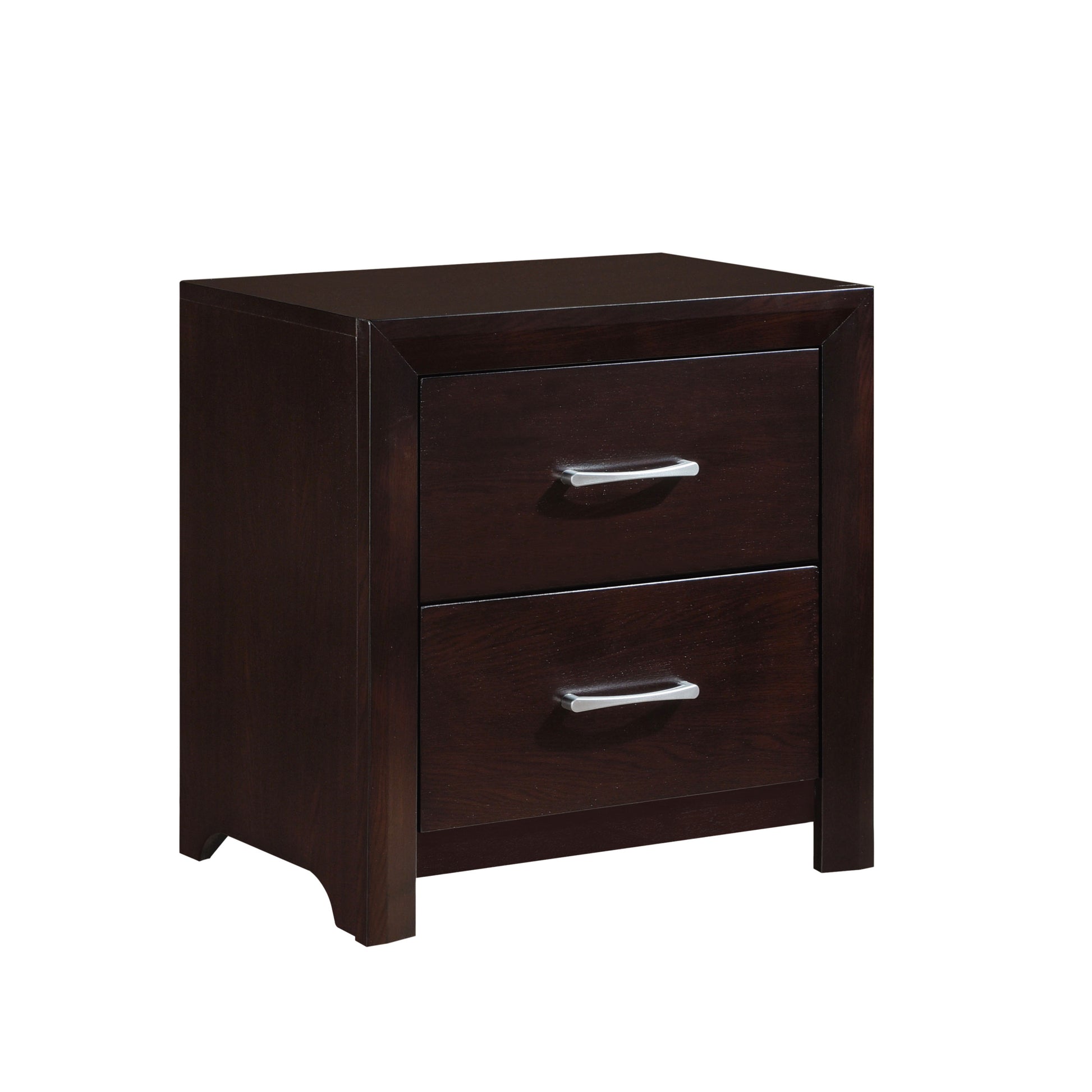 Espresso Finish Contemporary Design 1Pc Nightstand Of Drawers Silver Tone Pulls Bedroom Furniture Espresso 2 Drawers Bedroom Contemporary Wood