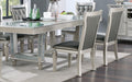 Antique Traditional Dining Table And 6 Side Chairs Rectangle Table Top W Glass Insert Leaf Tufted Chairs Kitchen Formal 7Pc Set Dining Room Furniture Silver Gray Dining Room Classic,Traditional Rubberwood Solid Wood