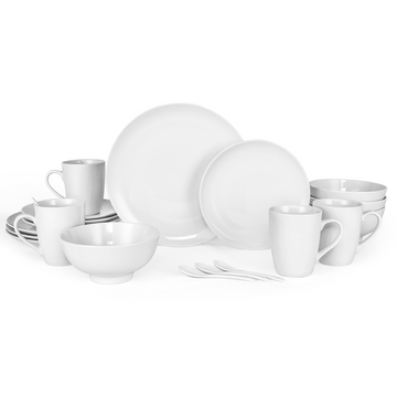 Miibox White Dinnerware Set,20 Piece Service For 4,With Dinner Plates,Salad Plate,Bowls,Mugs And Teaspoons,Porcelain Durable For Christmas,Halloween, Wedding,Banquet White Ceramic