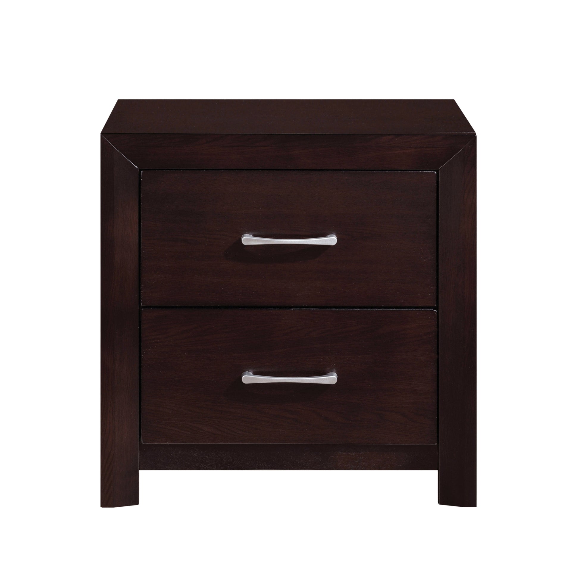 Espresso Finish Contemporary Design 1Pc Nightstand Of Drawers Silver Tone Pulls Bedroom Furniture Espresso 2 Drawers Bedroom Contemporary Wood