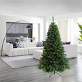 Pre Lit Christmas Tree 6Ft Artificial Hinged Xmas Tree With Foldable Stand Green Polyester