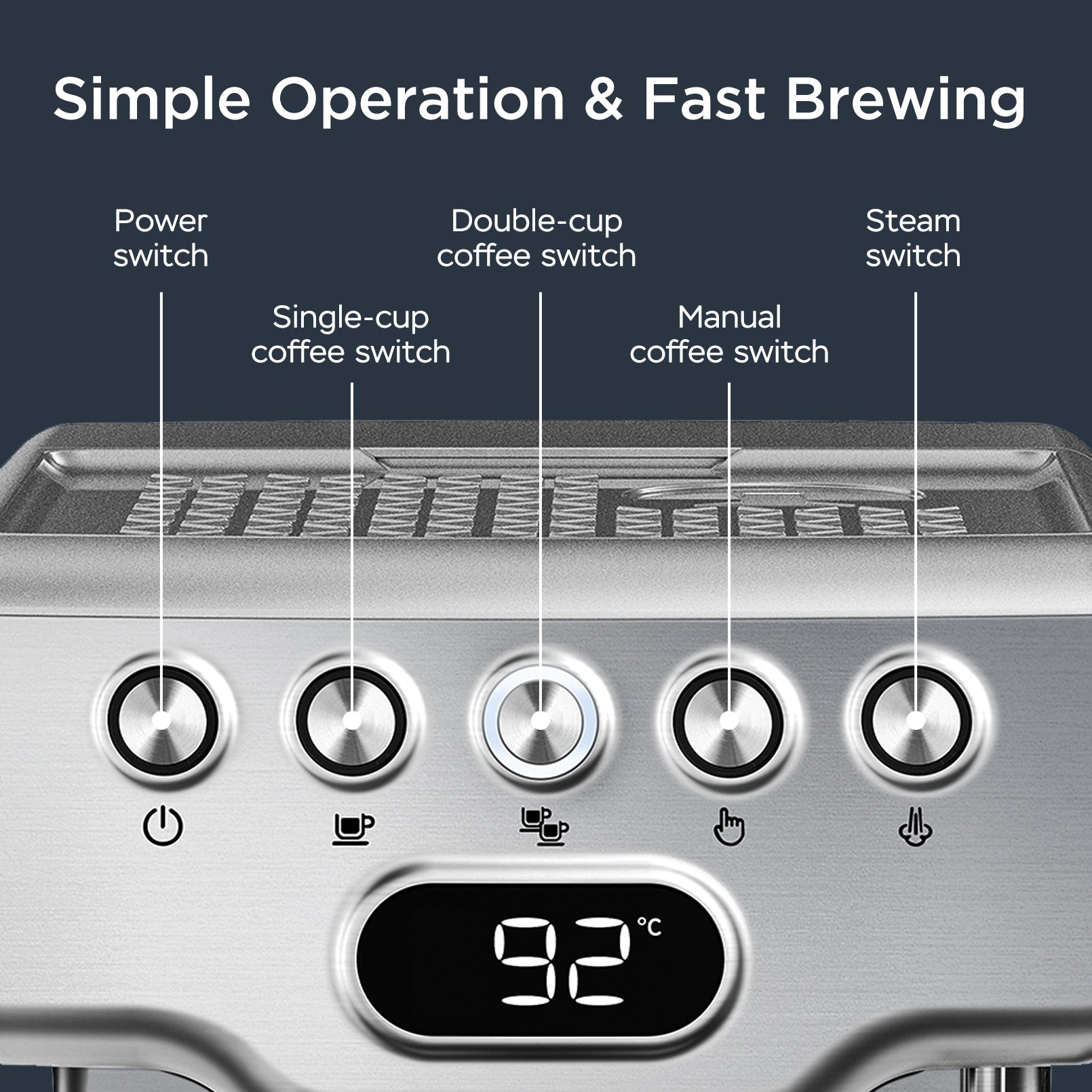 Geek Chef Espresso Machine,20 Bar Espresso Machine With Milk Frother For Latte,Cappuccino,Machiato,For Home Espresso Maker,1.8L Water Tank,Stainless Steel Complimentary Ese Filter Ban On , Temu Silver Stainless Steel