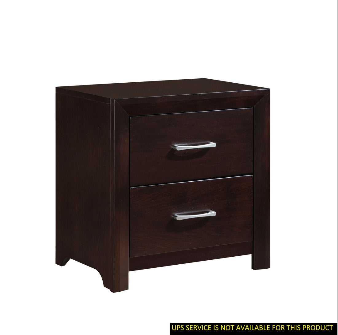 Espresso Finish Contemporary Design 1Pc Nightstand Of Drawers Silver Tone Pulls Bedroom Furniture Espresso 2 Drawers Bedroom Contemporary Wood