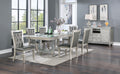 Antique Traditional Dining Table And 6 Side Chairs Rectangle Table Top W Glass Insert Leaf Tufted Chairs Kitchen Formal 7Pc Set Dining Room Furniture Silver Gray Dining Room Classic,Traditional Rubberwood Solid Wood