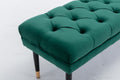 Tufted Bench Modern Velvet Button Upholstered Ottoman Enches Bedroom Rectangle Fabric Footstool With Metal Legs For Living Room Entryway,Green Green Foam Fabric