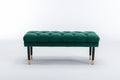 Tufted Bench Modern Velvet Button Upholstered Ottoman Enches Bedroom Rectangle Fabric Footstool With Metal Legs For Living Room Entryway,Green Green Foam Fabric