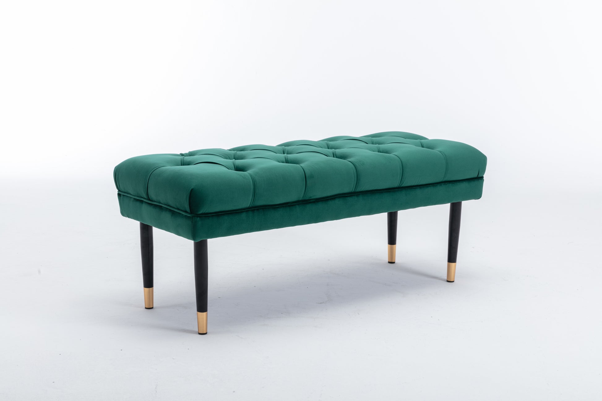 Tufted Bench Modern Velvet Button Upholstered Ottoman Enches Bedroom Rectangle Fabric Footstool With Metal Legs For Living Room Entryway,Green Green Foam Fabric