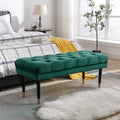 Tufted Bench Modern Velvet Button Upholstered Ottoman Enches Bedroom Rectangle Fabric Footstool With Metal Legs For Living Room Entryway,Green Green Foam Fabric