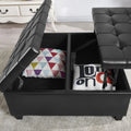 Large Square Faux Leather Storage Ottoman Coffee Table For Living Room & Bedroom Black Black Foam Pu