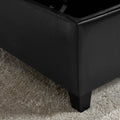 Large Square Faux Leather Storage Ottoman Coffee Table For Living Room & Bedroom Black Black Foam Pu