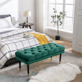 Tufted Bench Modern Velvet Button Upholstered Ottoman Enches Bedroom Rectangle Fabric Footstool With Metal Legs For Living Room Entryway,Green Green Foam Fabric