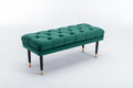 Tufted Bench Modern Velvet Button Upholstered Ottoman Enches Bedroom Rectangle Fabric Footstool With Metal Legs For Living Room Entryway,Green Green Foam Fabric