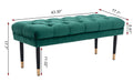 Tufted Bench Modern Velvet Button Upholstered Ottoman Enches Bedroom Rectangle Fabric Footstool With Metal Legs For Living Room Entryway,Green Green Foam Fabric