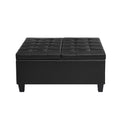 Large Square Faux Leather Storage Ottoman Coffee Table For Living Room & Bedroom Black Black Foam Pu