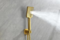 Wall Mounted Waterfall Rain Shower System With 3 Body Sprays & Handheld Shower Gold Brass