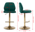 Swivel Bar Stools Chair Set Of 2 Modern Adjustable Counter Height Bar Stools, Velvet Upholstered Stool With Tufted High Back & Ring Pull For Kitchenchrome Golden Base, Green Green Foam Fabric